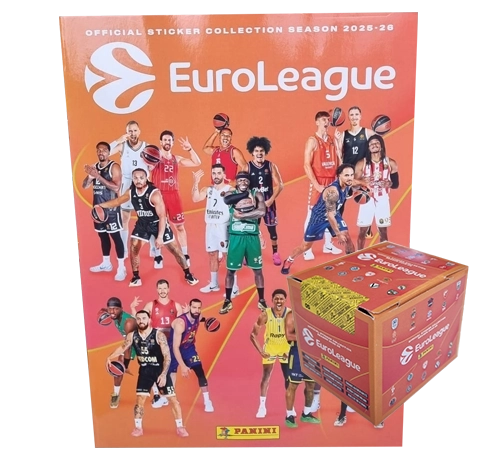 Panini Turkish Airlines EuroLeague Basketball 2025-26 Sticker Bundle | Album + Display