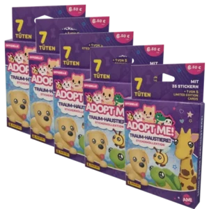 Panini ADOPT ME Sticker | 5x Eco Blister (35 Tüten + 5 LE Cards)