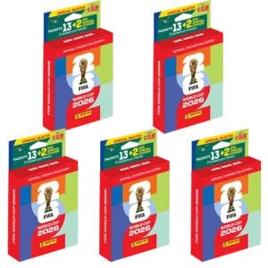 Panini FIFA World Cup 2026 Sticker Eco Blister XL – 5er-Set mit 65 Tüten und 10 DFB Special Stickern