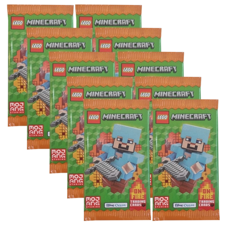 LEGO Minecraft Serie 3 On Fire Trading Cards Bundle | 10 Booster