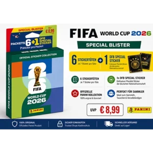 Panini FIFA World Cup 2026 Sticker Eco Blister mit 6 Stickertüten und 1 DFB Special Sticker
