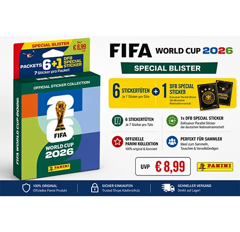 Panini FIFA World Cup 2026 Sticker Eco Blister Ver. 1 mit 6 Stickertüten und 42 Stickern