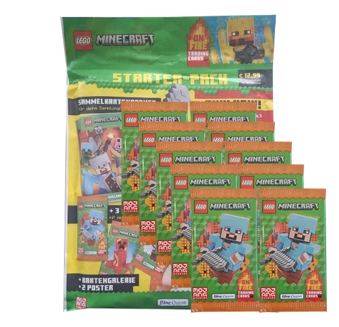 LEGO Minecraft Serie 3 On Fire Trading Cards Bundle | Starterpack + 10 Booster