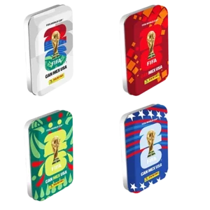 Panini FIFA World Cup 2026 Sticker Pocket Tin Set mit allen 4 Designs, 4 Metallboxen und DFB Glitzer‑Stickern