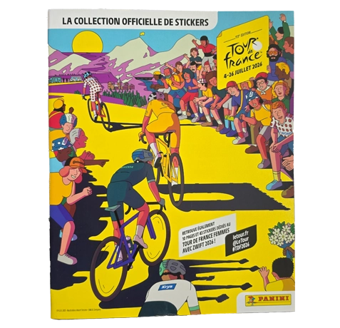 Panini Tour de France 2026 Sticker Album mit 64 Seiten und 6 Stickern
