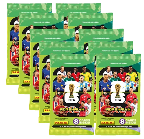 Panini Adrenalyn XL FIFA World Cup 2026 Booster 10er Set mit 80 Karten.