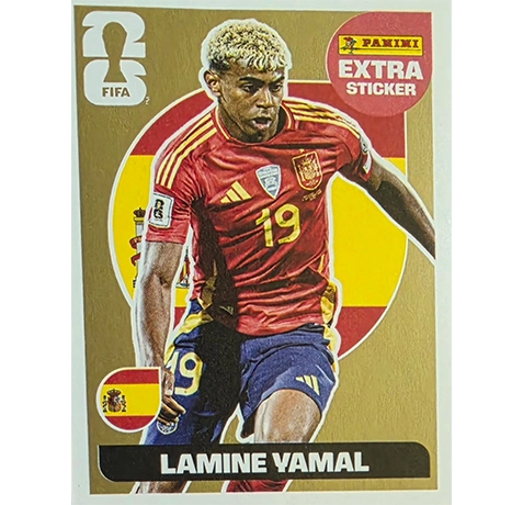 Panini FIFA World Cup 2026 Lamine Yamal Gold Extra Sticker