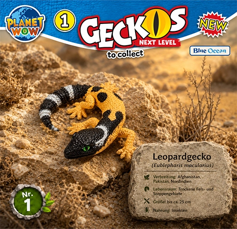 PLANET WOW Geckos Next Level Leopardgecko Nr. 1 BIG mit Farbwechsel und Glow in the Dark