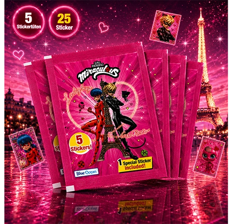 Miraculous Ladybug 5 Stickertüten mit 25 Stickern