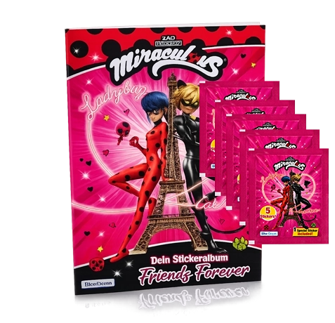 Blue Ocean Miraculous Ladybug Friends Forever Stickeralbum und 5 Stickertüten