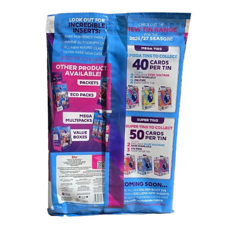 Rückseite des Topps Premier League Flagship Starterpacks 2026/27 mit Lieferumfang