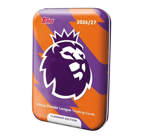 Topps Premier League Flagship Mega Tin 2 2026 Orange Lila mit 40 Trading Cards