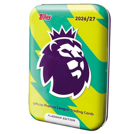 Topps Premier League Flagship Mega Tin 3 2026 Grün Gelb mit 40 Trading Cards