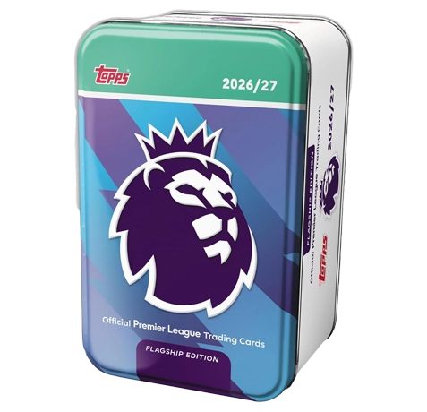 Topps Premier League Flagship Super Tin 2 2026 Orange Lila mit 50 Trading Cards