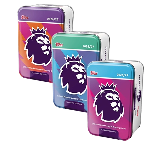Topps Premier League Flagship Super Tin Set 2026 mit allen 3 Designs