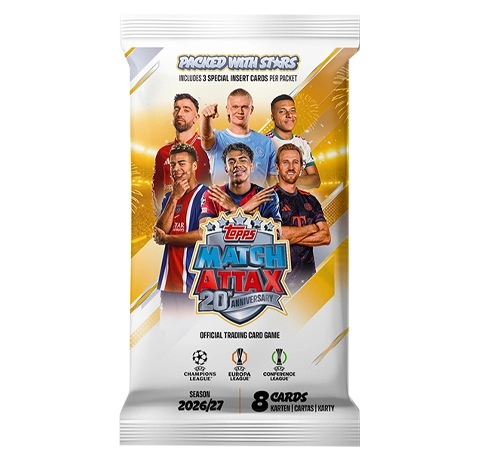 Einzelbooster: Topps Match Attax Champions League 2026/27 Booster mit 8 Trading Cards