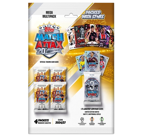 Topps Match Attax Champions League 2026/27 Mega Multipack mit 32 Karten und 3 Limited Editions