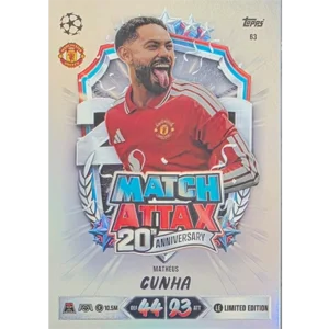 Topps Match Attax Champions League 2026/27 Nr. 63 – Matheus Cunha – 20th Anniversary Limited Edition