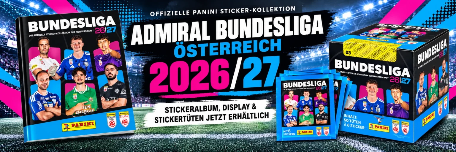 Panini Admiral Bundesliga Österreich 2026/27 Sticker – Album, Tüten und Display
