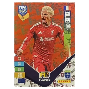 Panini FIFA 365 Adrenalyn XL 2027 Nr. 411 – Hugo Ekitike – Fan Favourite – Red