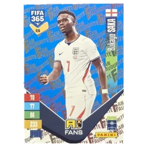 Panini FIFA 365 Adrenalyn XL 2027 Nr. 436 – Bukayo Saka – Fan Favourite – Blue